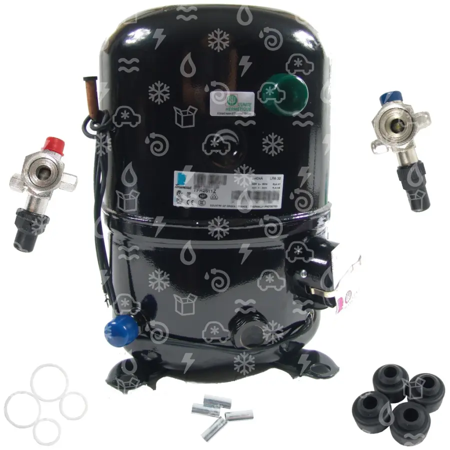 kompresor Tecumseh TFH2511Z, LBP - R404A, 400V, 50 Hz, 3 fáze, rotalock
